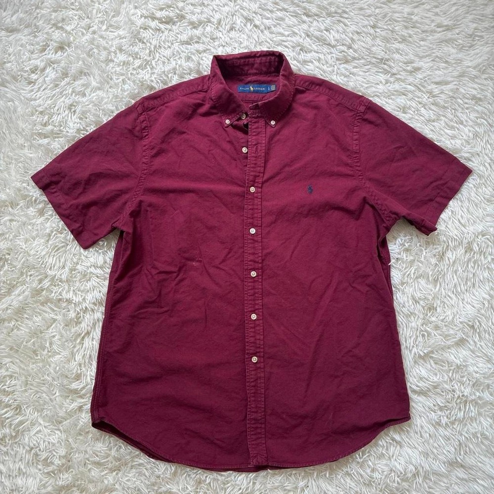 Burgundy Polo Ralph Lauren classic fit button-up shirt 100% Cotton Size L